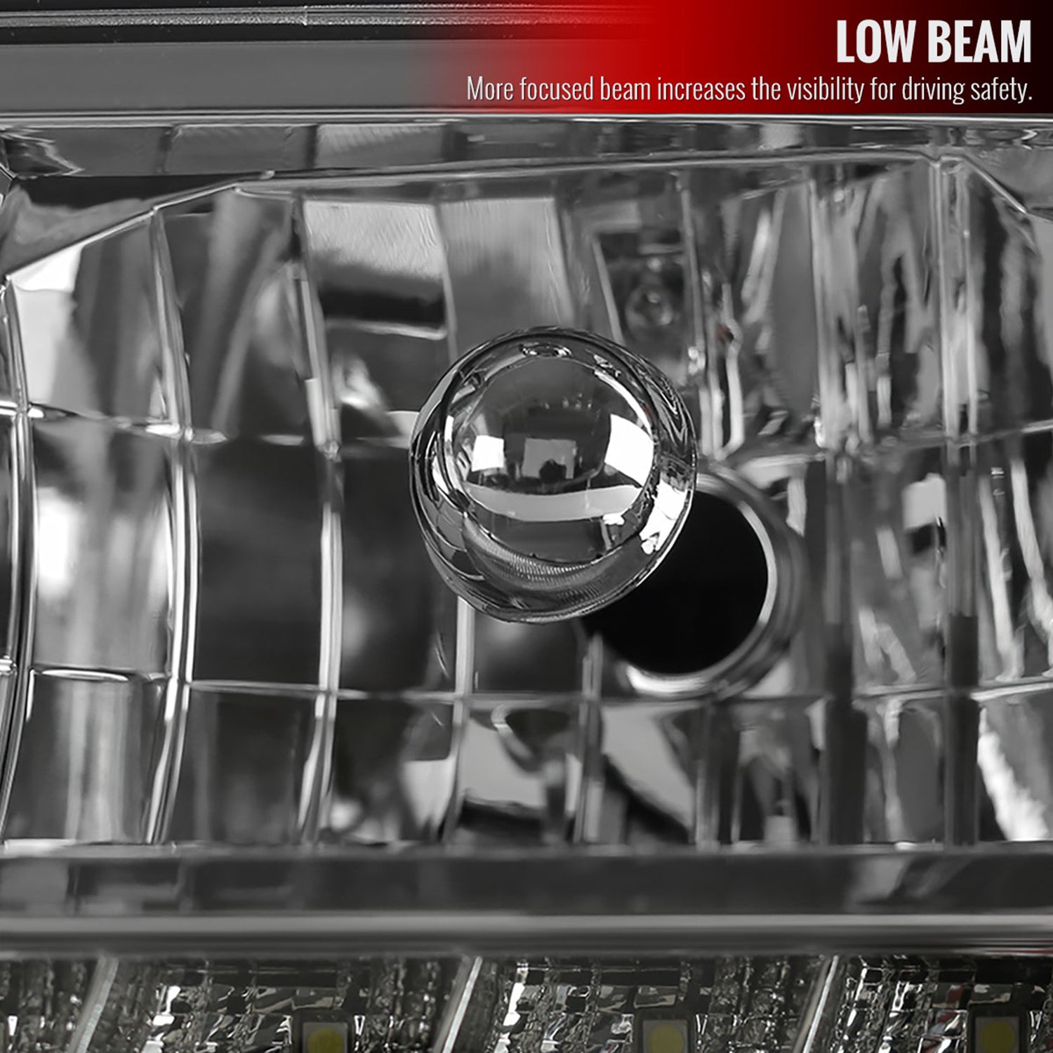 2000-2005 Chevy Impala Crystal Headlights w/ SMD LED Light Strip Chrome/Clear