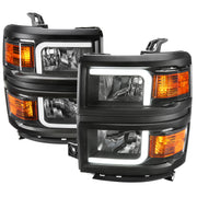2014-2015 Chevy Silverado 1500 LED Bar Factory Headlights - Black Matt Black
