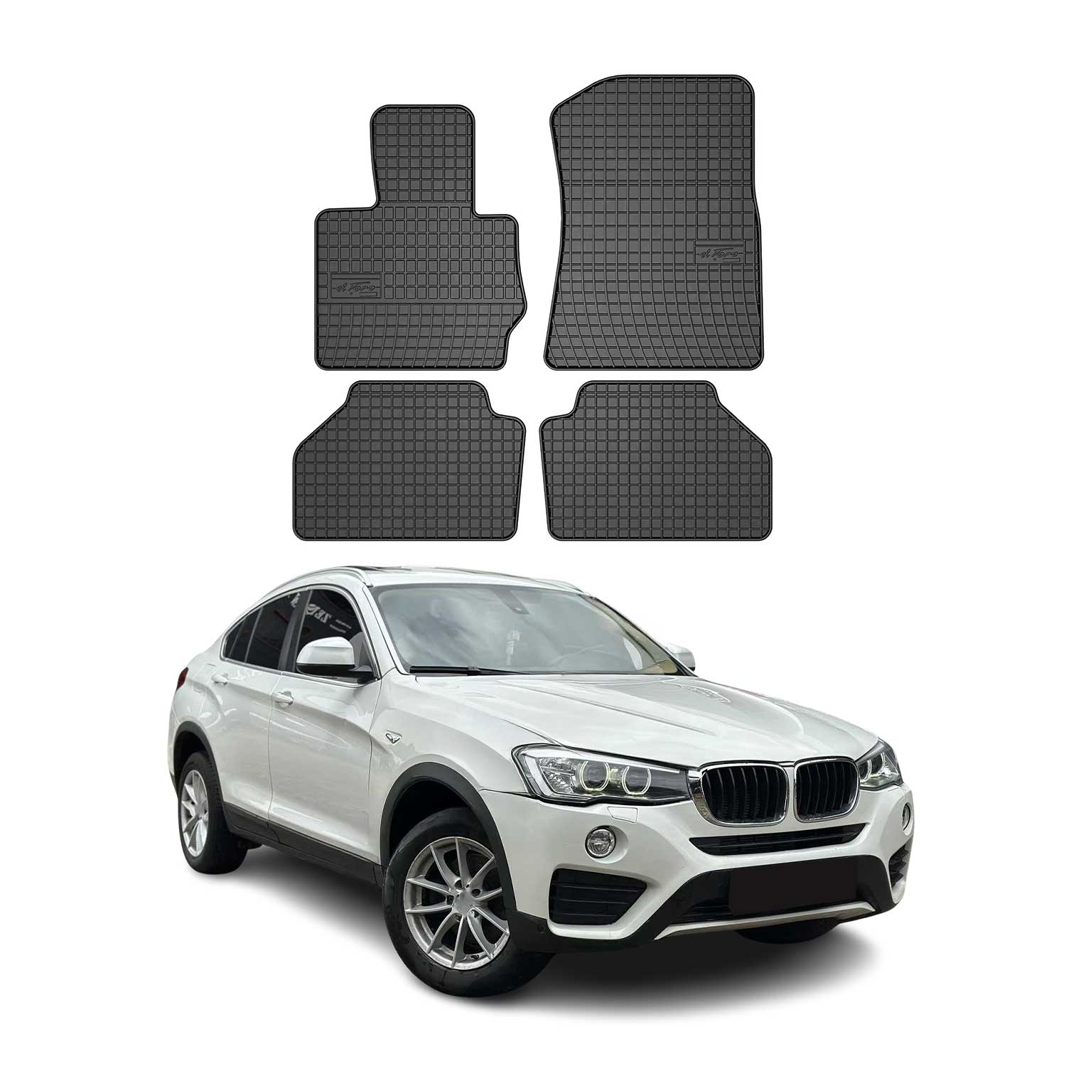 2015-2018 BMW X4 1.gen Floor Mats Liners Full Set All Weather Rubber Black