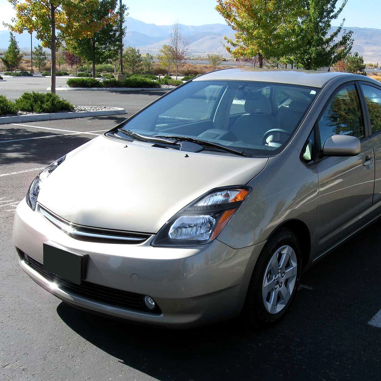 2006-2009 Toyota Prius Factory Headlights w/Amber Reflector Matt Black/Clear