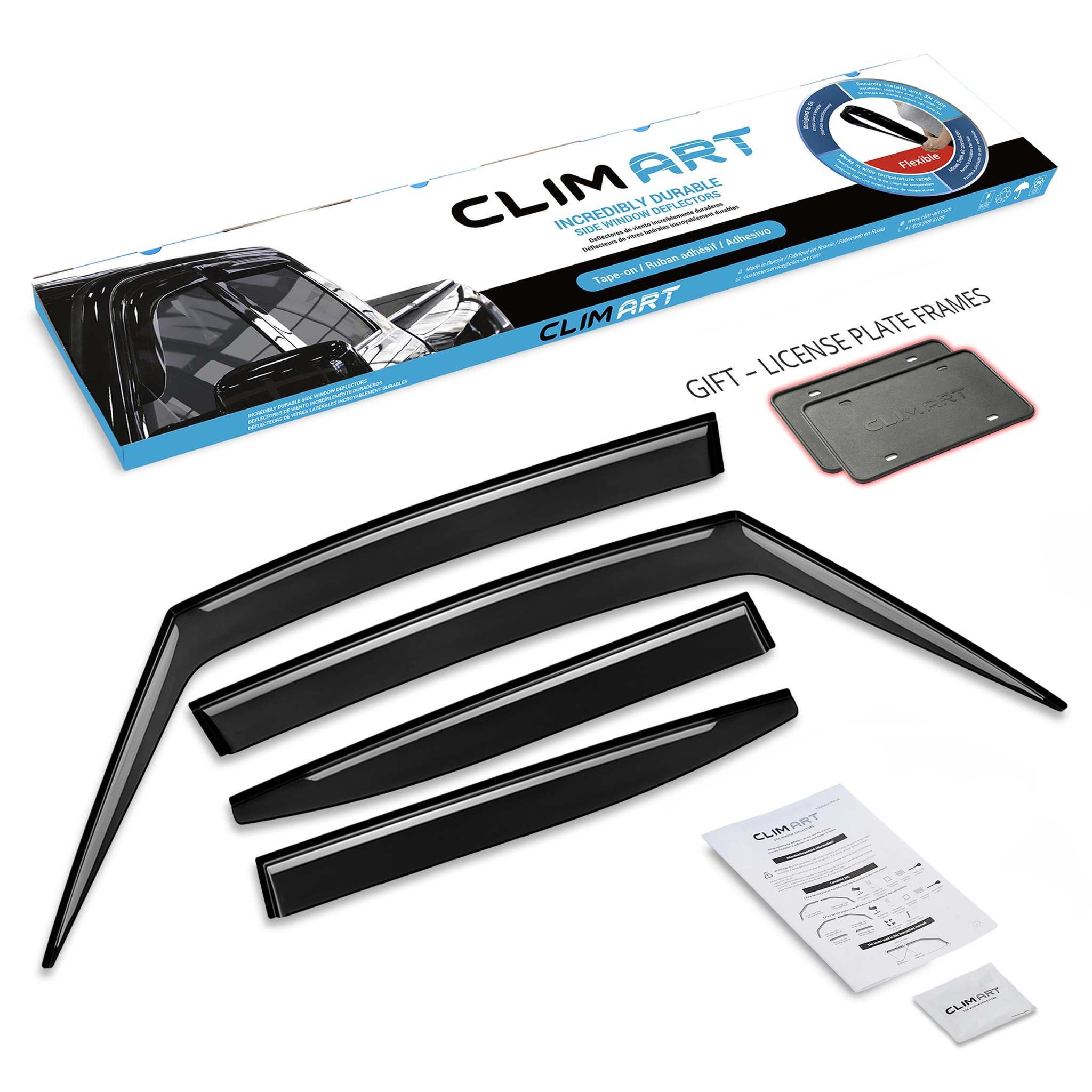 Clim Art Wind Deflectors for Jeep Renegade 2015-2023 Tape-On Dark Smoke 4Pcs