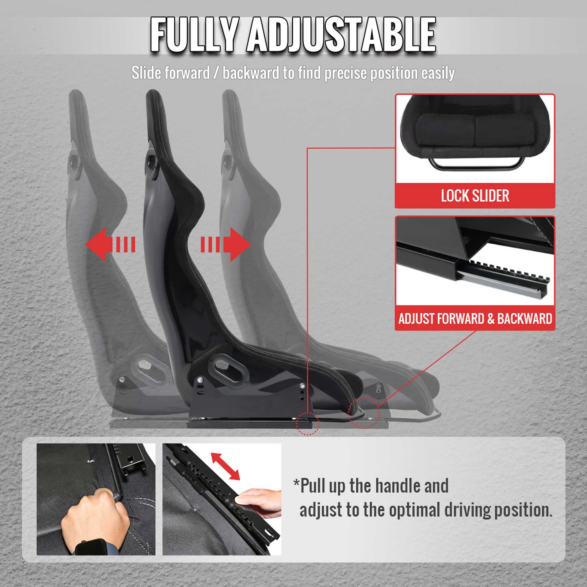 Universal Bucket Racing Seat Fiber Glass Black Suede Double Silver Stitch