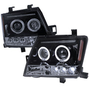 2005-2015 Nissan Xterra Dual Halo Projector Headlights Glossy Black/Smoke Lens