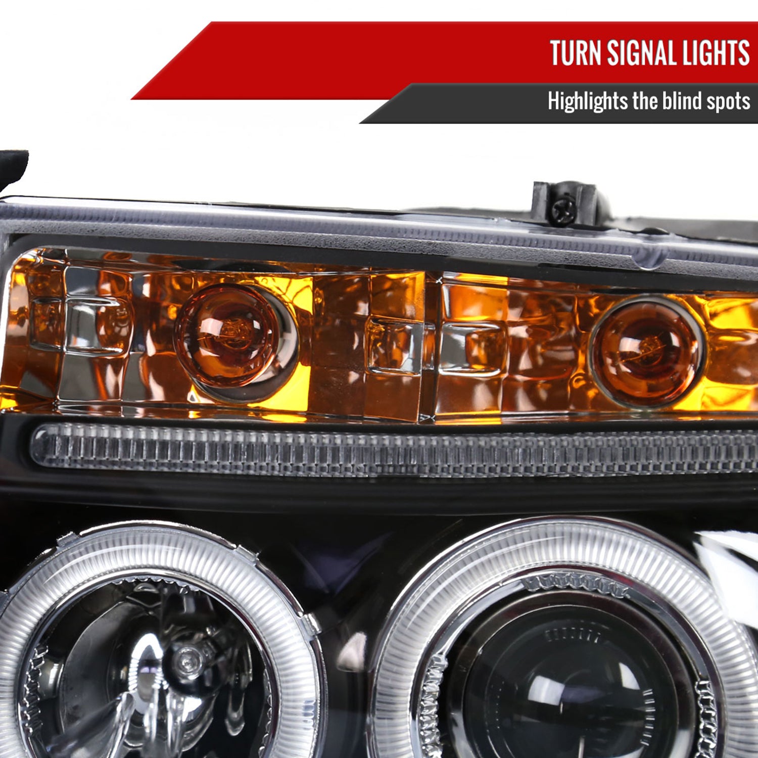 1997-2004 Dodge Dakota/ 1998-2003 Durango Dual Halo Projector Headlights Black