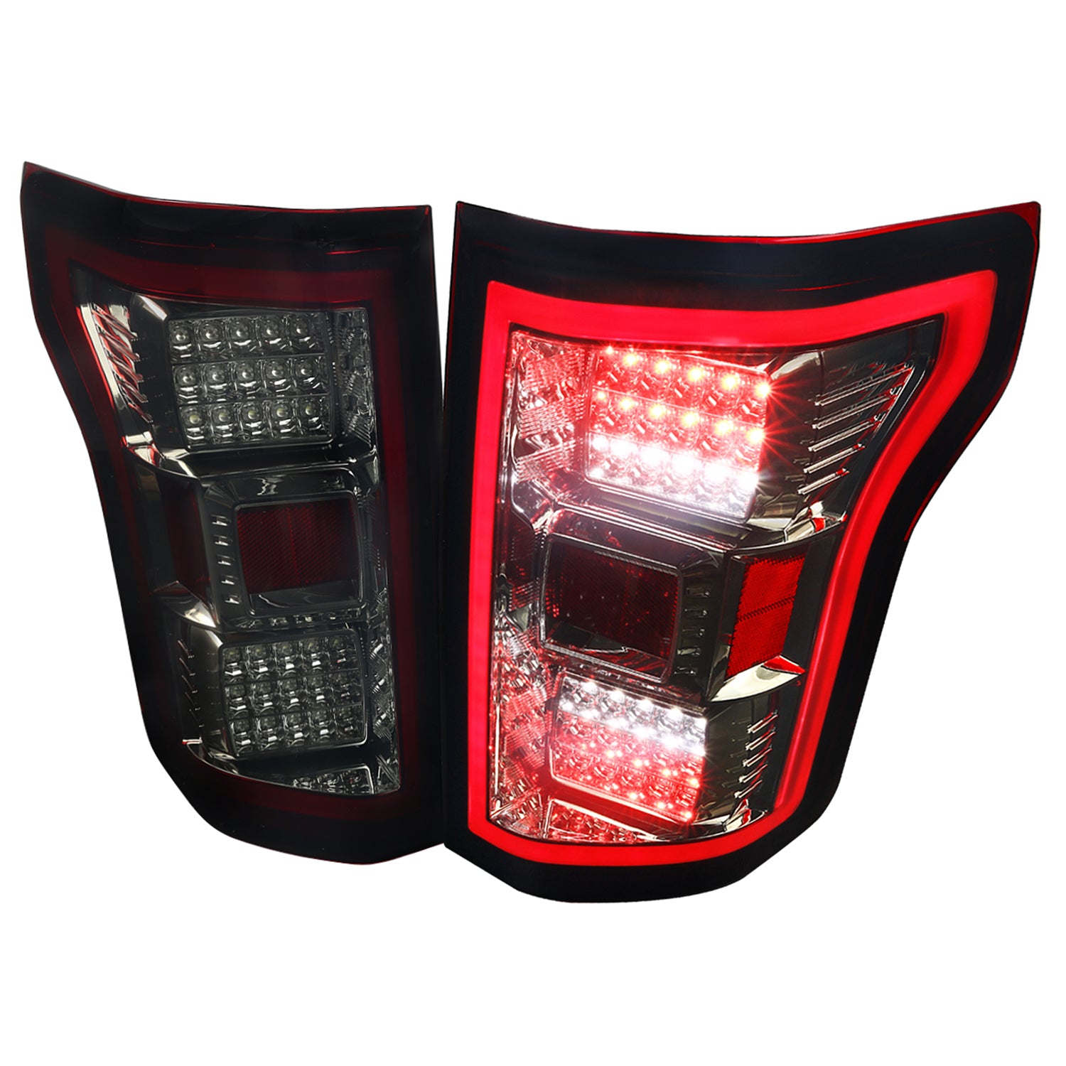 2015-2017 Ford F-150 LED Tail Lights Chrome Housing/Red Smoke Lens