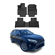 2019-2025 Toyota RAV4 Premium Floor Mats Liners First and Second Row Set Black