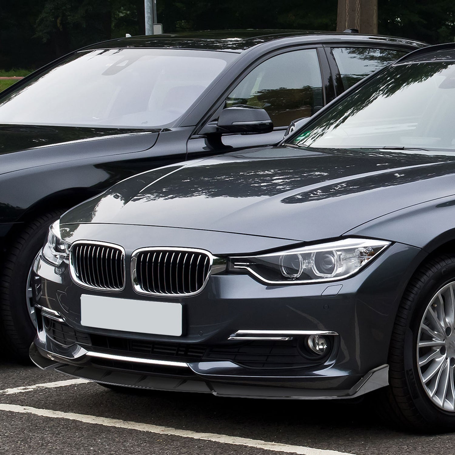 2016-2019 BMW 3 Series F30/F35 Glossy Black Polypropylene 3Pcs Bumper Lip