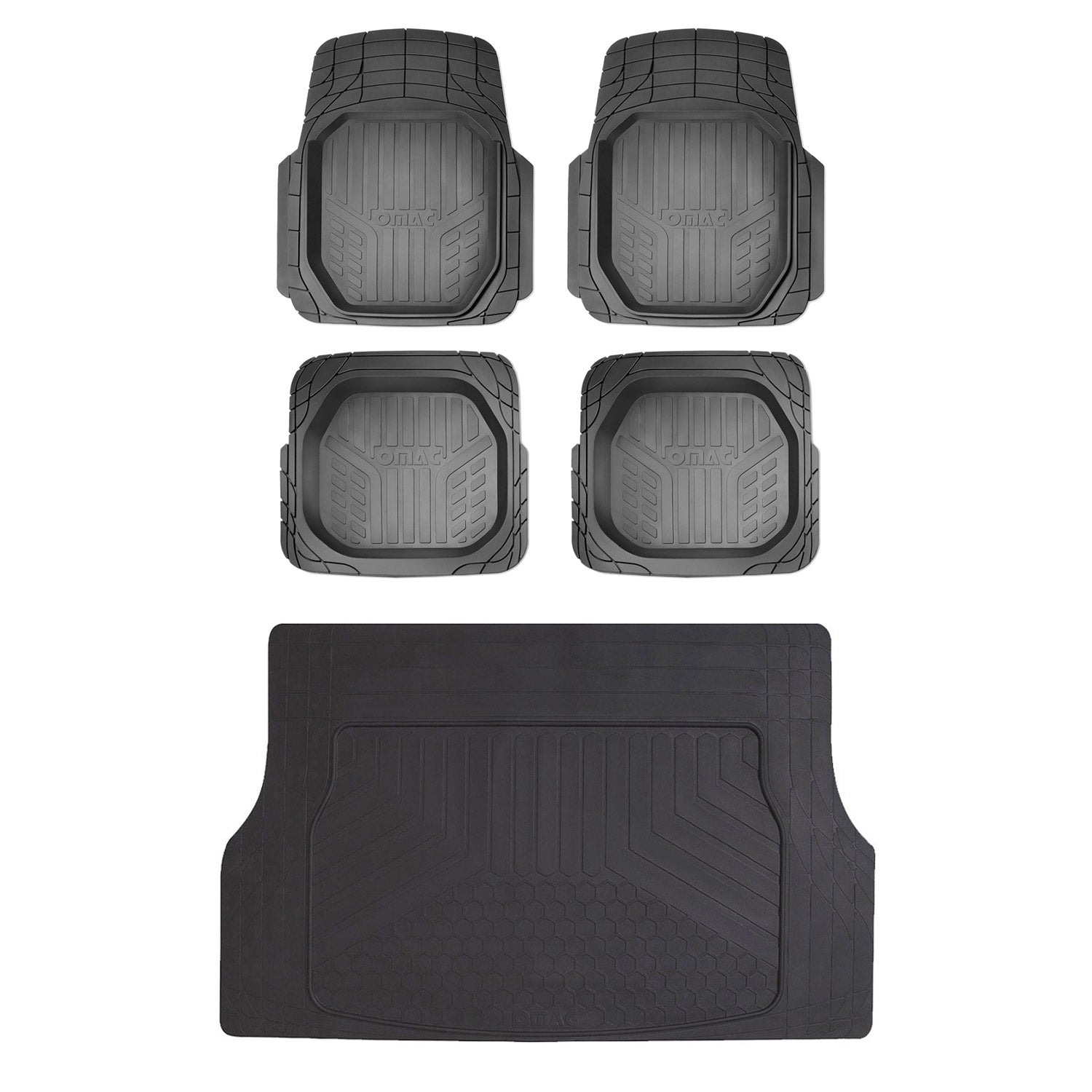 Waterproof Rubber 3D Molded Fit Floor Mats & SET Cargo Liner Protection Black
