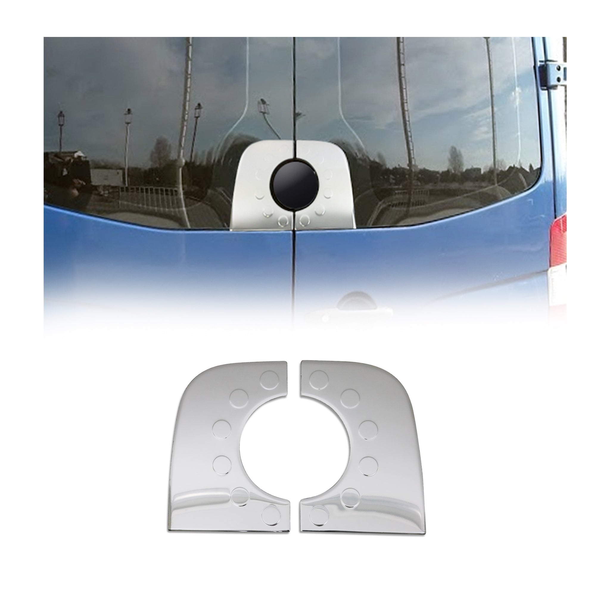 2006-2013 Mercedes Sprinter W906 Tailgate Trunk Door Logo Frame Silver Stainless Steel