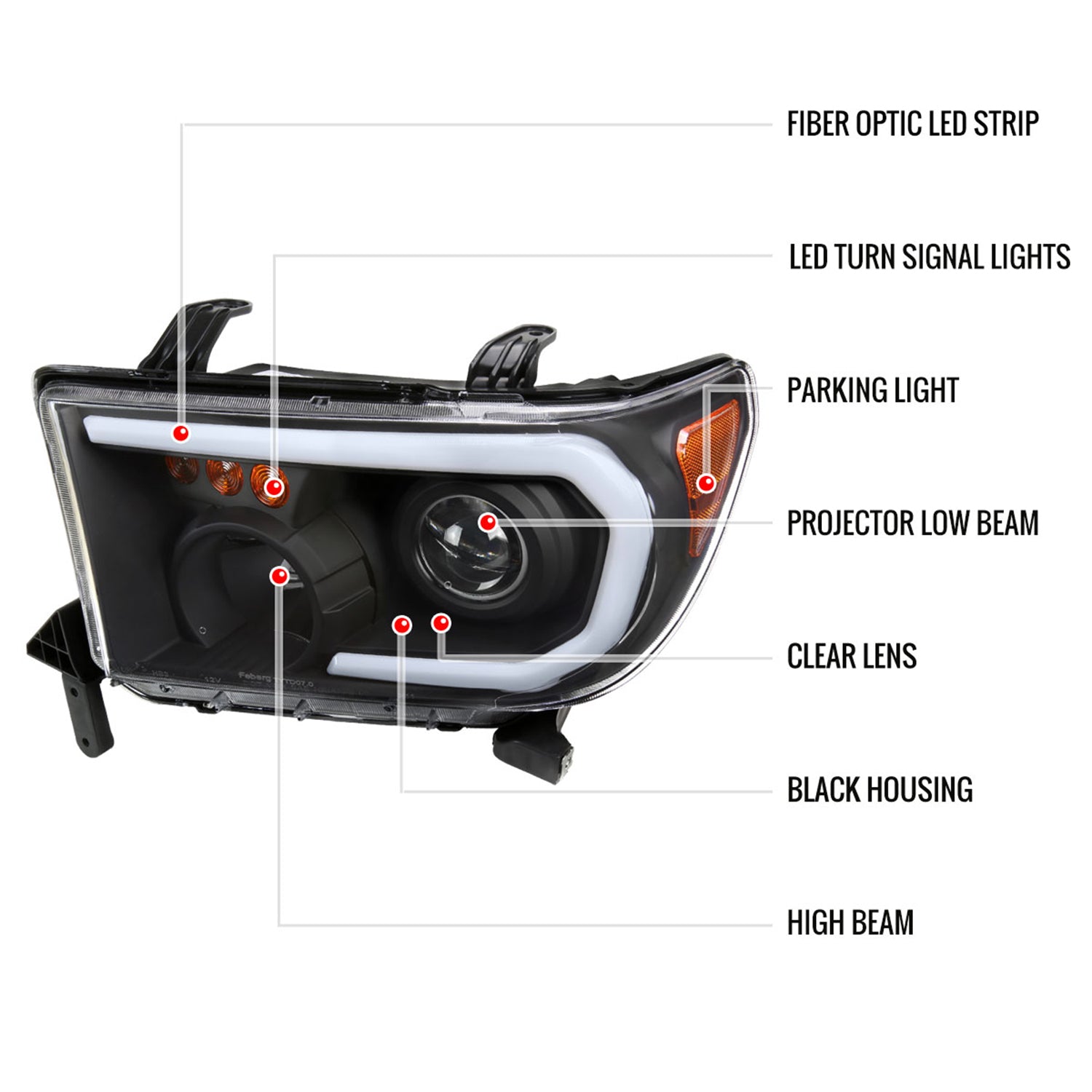 2007-2013 Toyota Tundra/Sequoia Retro LED Tube Headlights LED Signal Black