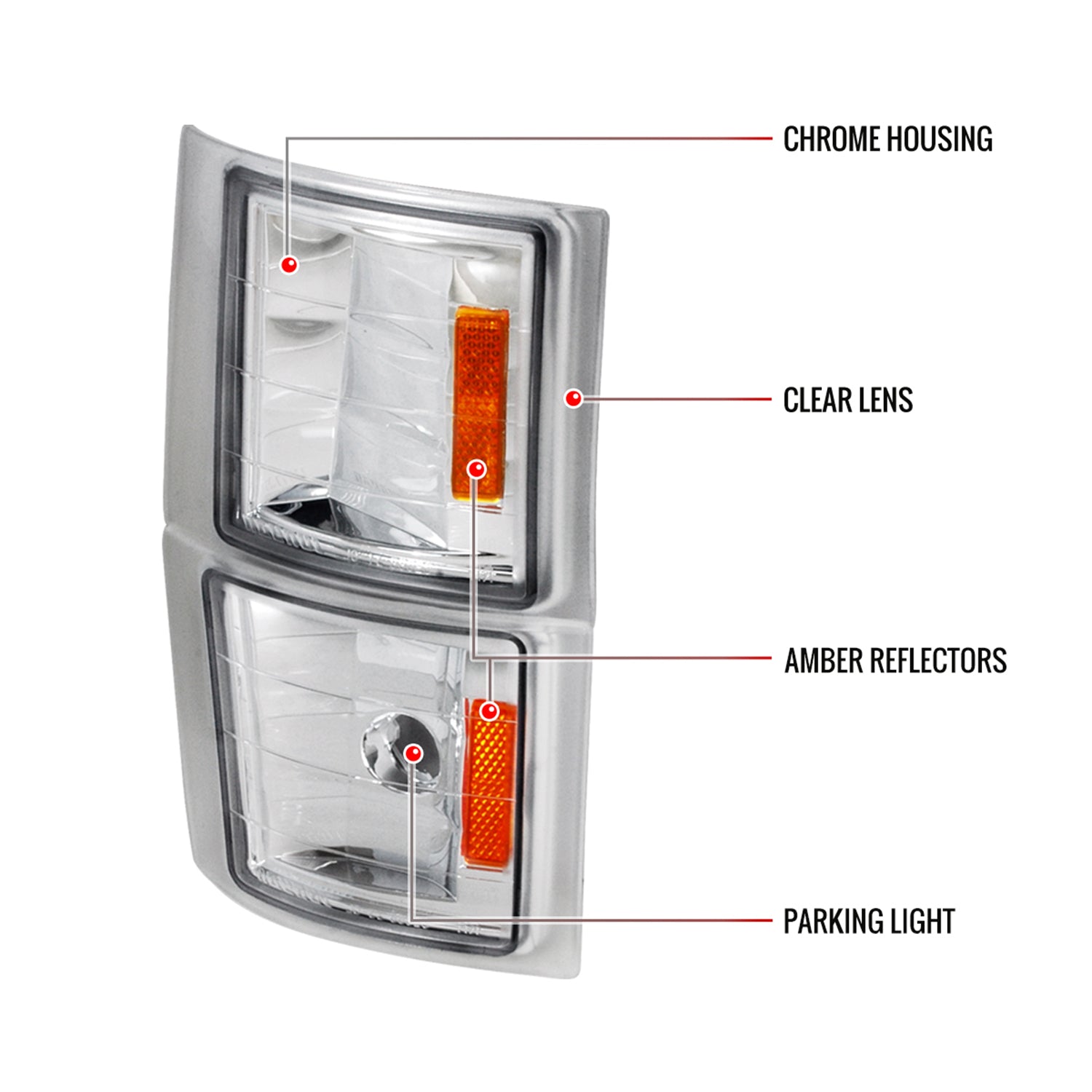 1994-1998 Chevy C/K C10/Tahoe/Suburban/Silverado Corner Lights Chrome/Clear