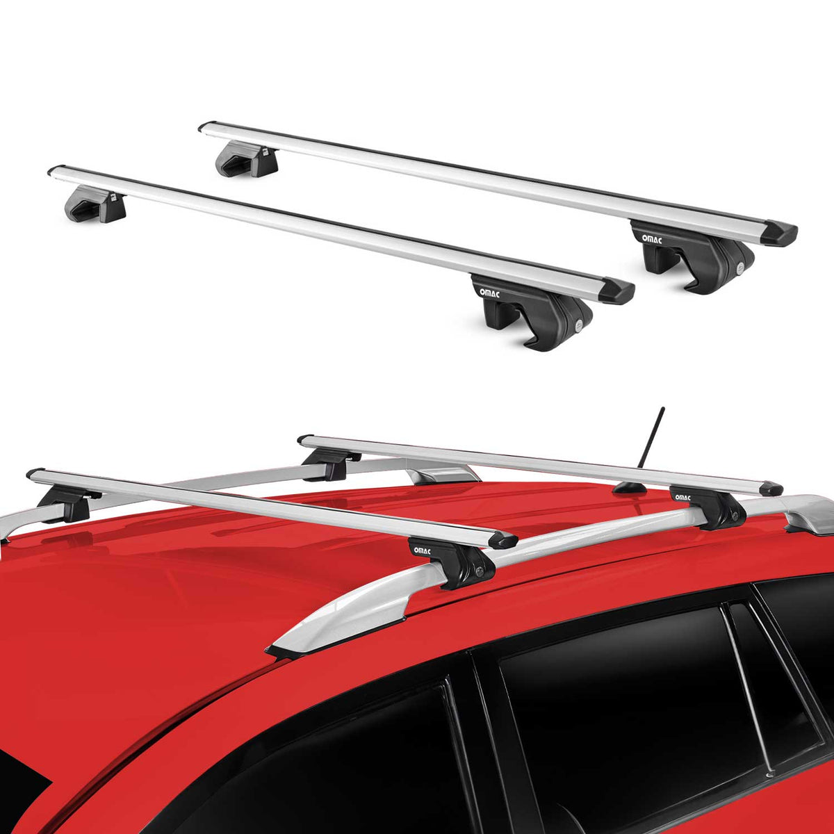 2007-2012 Hyundai Santa Fe Roof Rack Cross Bars Silver