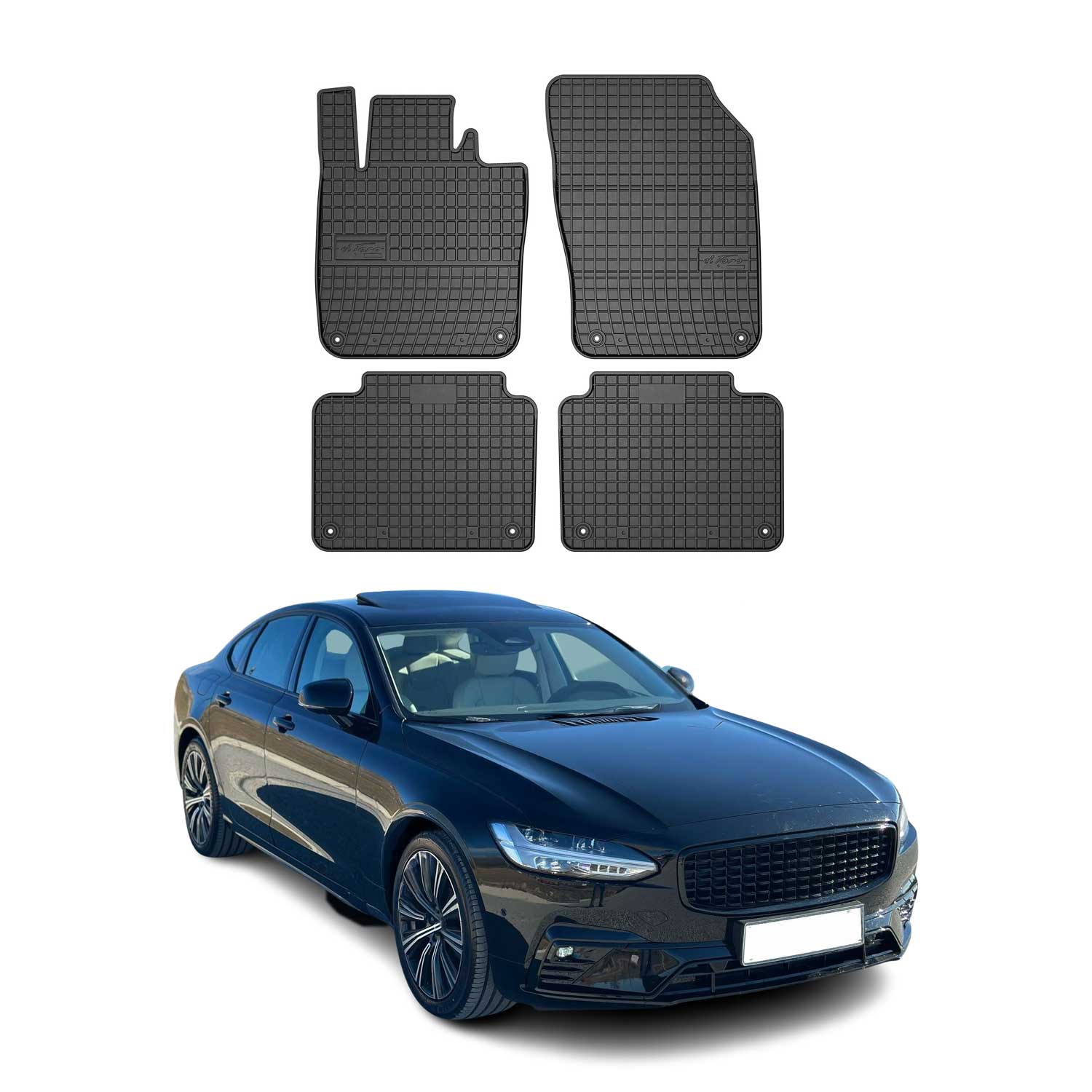 2017-2024 Volvo S90 Floor Mats Liners Full Set All Weather Rubber Black