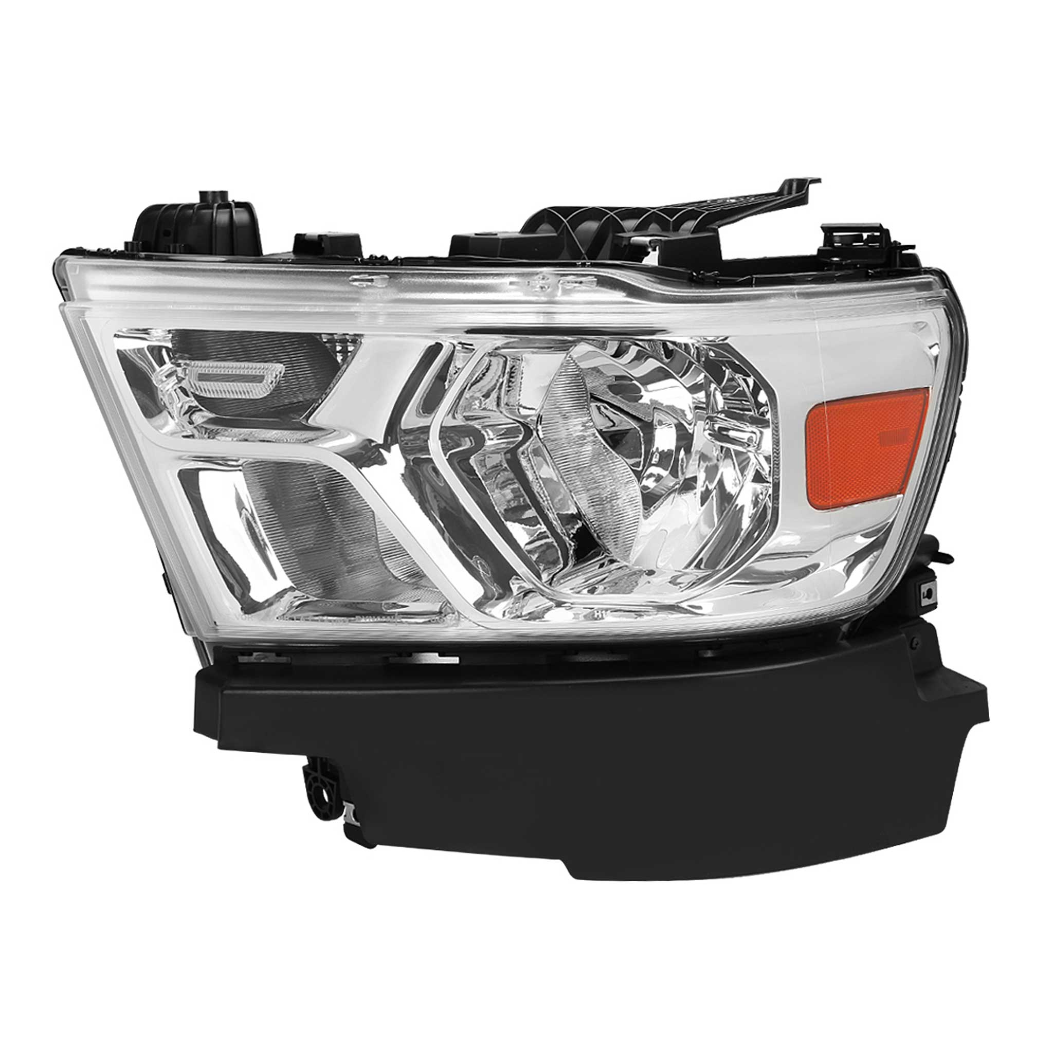 For Dodge RAM 1500 2019-2024 Factory Style Crystal Headlight  Driver Side Only Chrome Housing Clear Lens