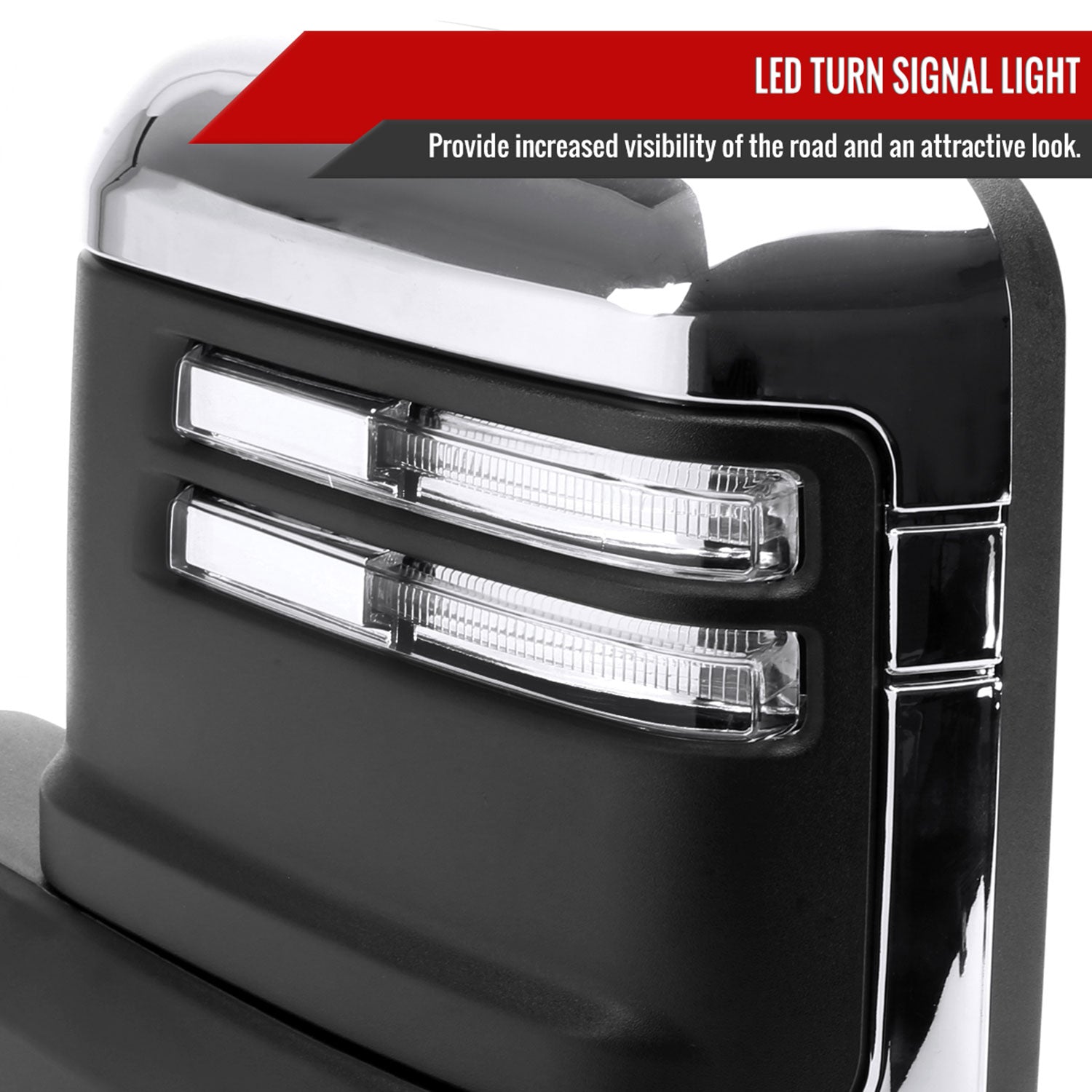 2019-2022 GMC Sierra 1500 Heated Chrome Towing Mirrors Clear Lens Turn Signal