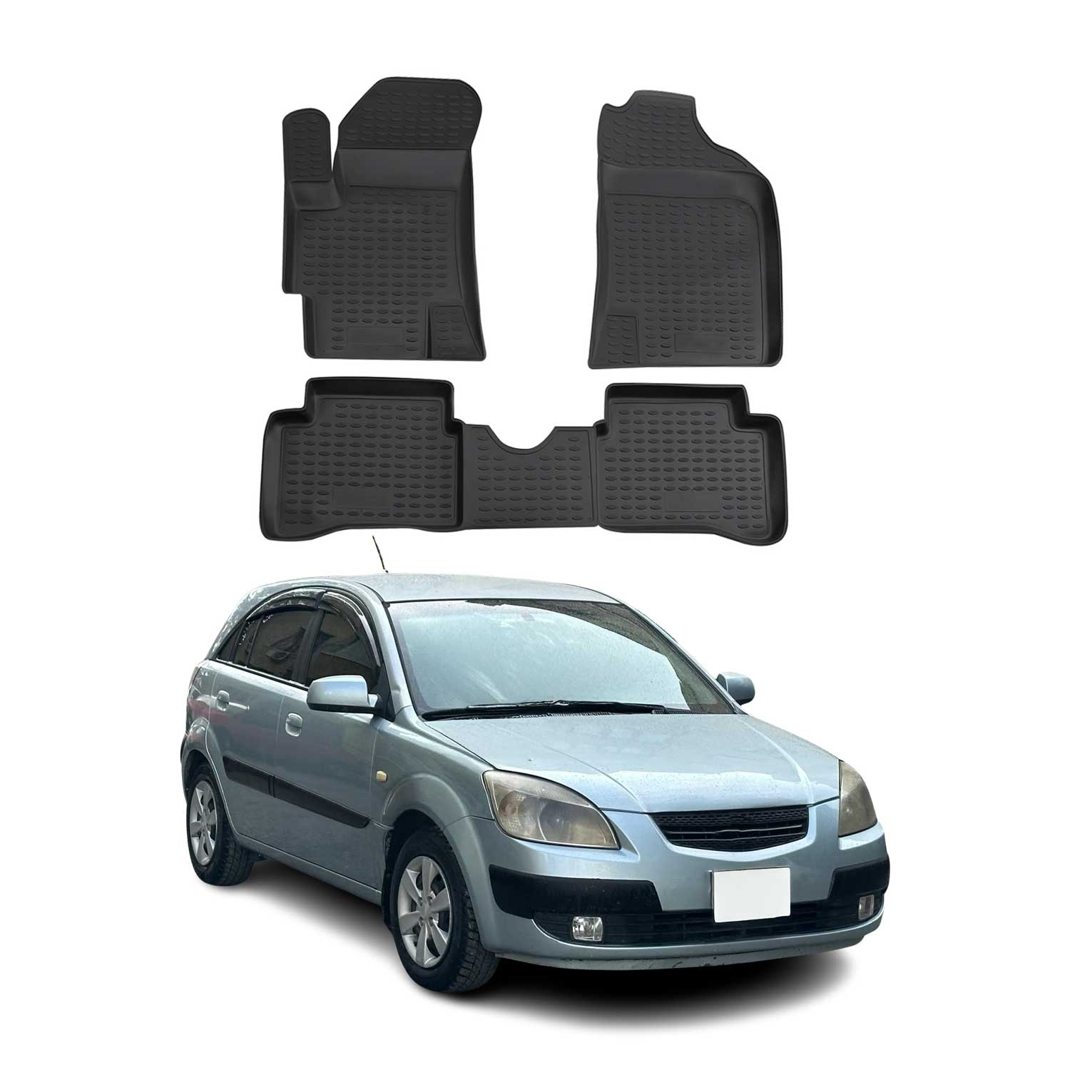 2006-2011 Kia Rio Floor Mats Liners Full Set All Weather Black