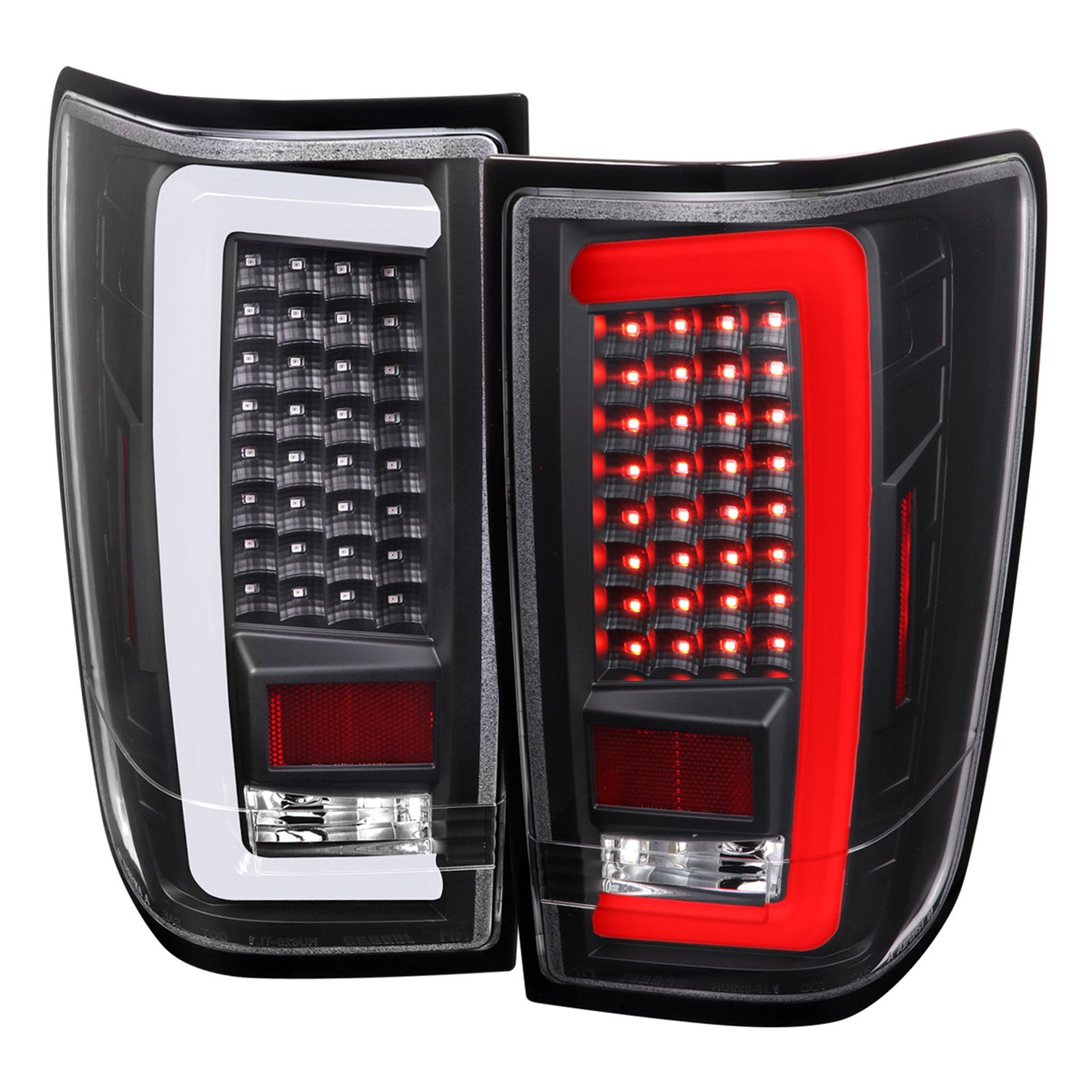 2004-2015 Nissan Titan LED Tail Lights with White LED Tube Matte Black/Clear