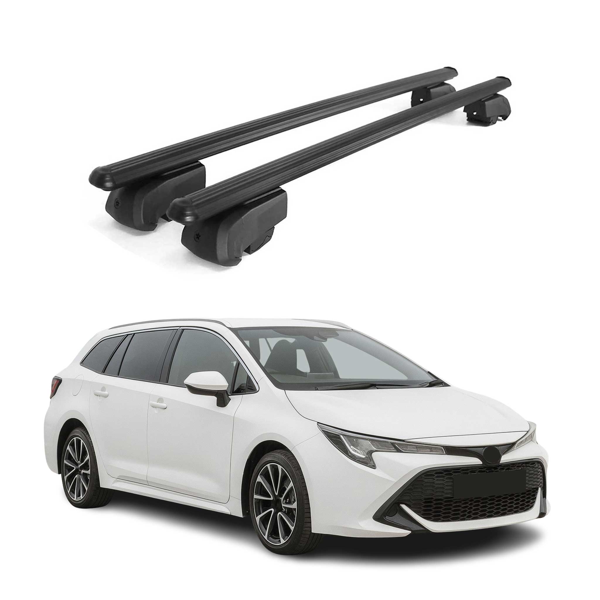Black Roof Rail Rack Cross Bars 47" Aluminum Luggage Carrier