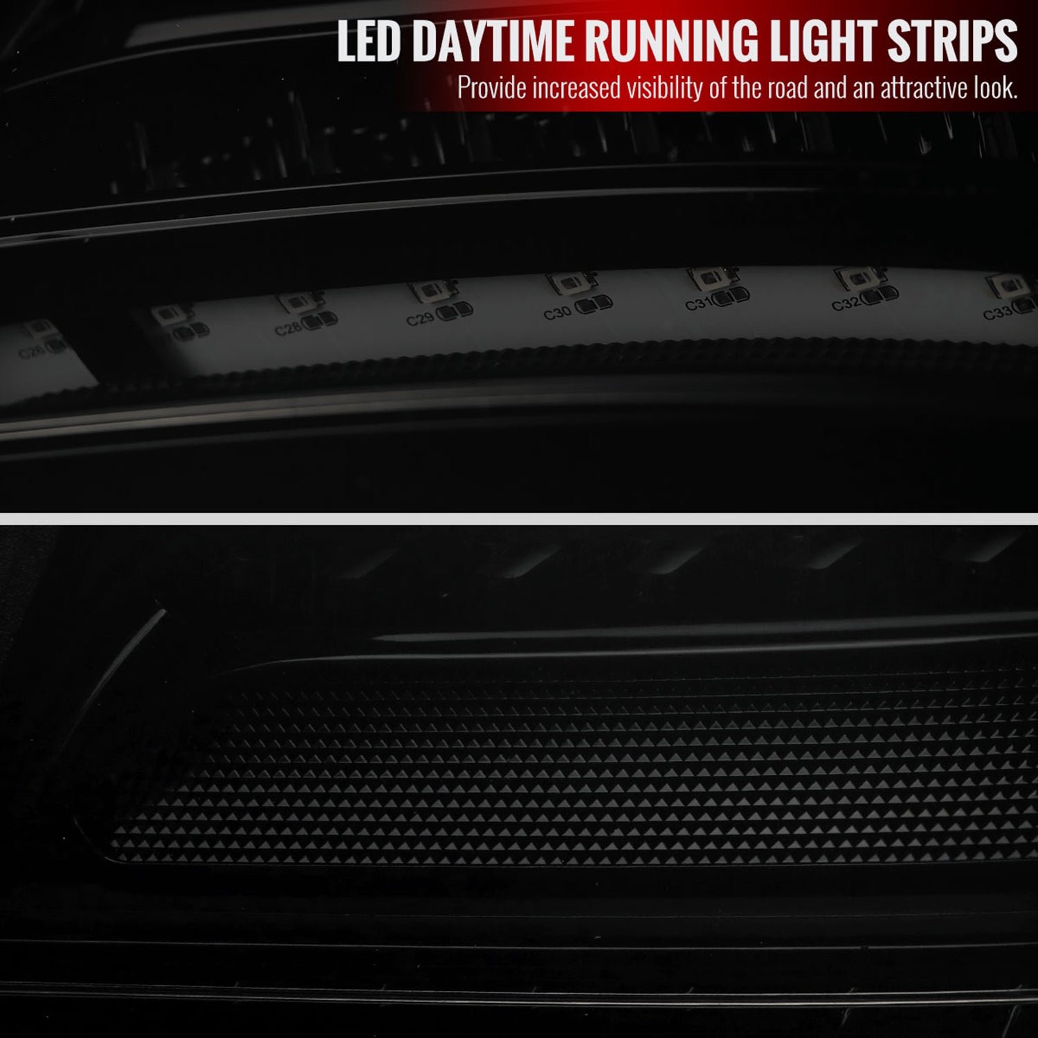 2001-2004 Mercedes Benz W203 C-Class Signal LED Tail Lights Glossy Black Dark