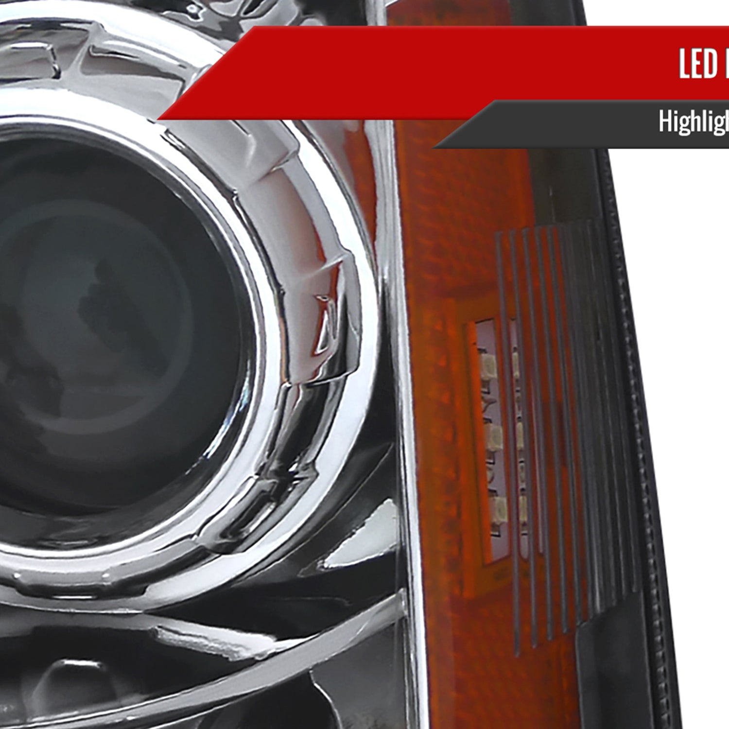 2008-2014 Cadillac CTS Projector Headlights w/LED Light Strip Chrome/Clear