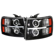 2007-2013 Chevy Silverado 1500 2500HD 3500HD Dual Halo LED Headlights Black