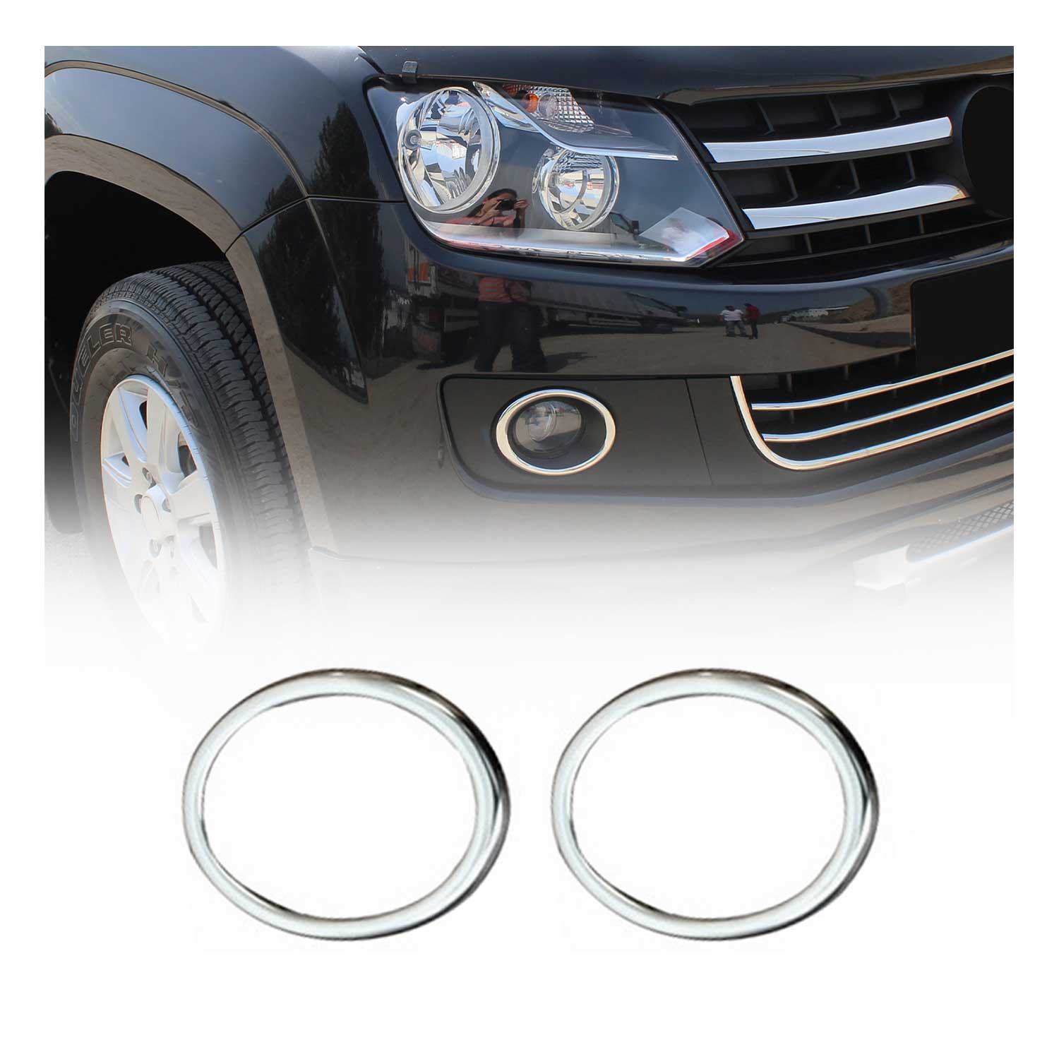 2010-2012 VW Amarok Fog Light Lamp Bezel Cover Stainless Steel Silver 2 Pcs