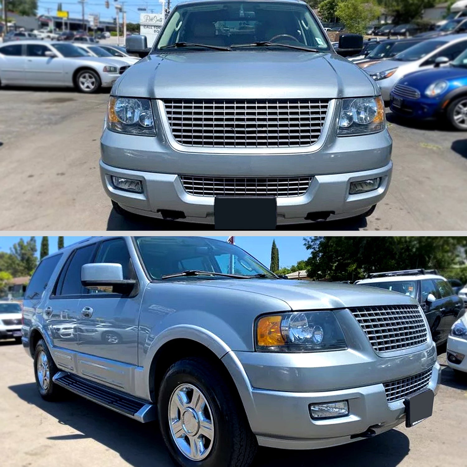 2003-2006 Ford Expedition Factory Headlights Amber Reflector Matt Black/Clear