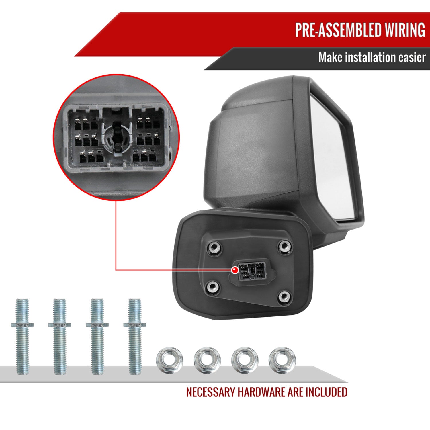 2019-2024 Chevy Silverado 1500 Black Manual Fold &Heated Side Mirror Passenger