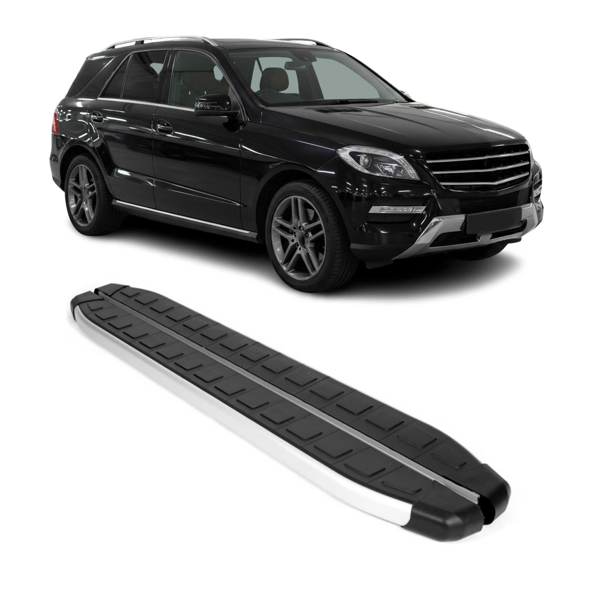 2012-2015 Mercedes ML Class W166 Running Boards Side Steps Silver & Black