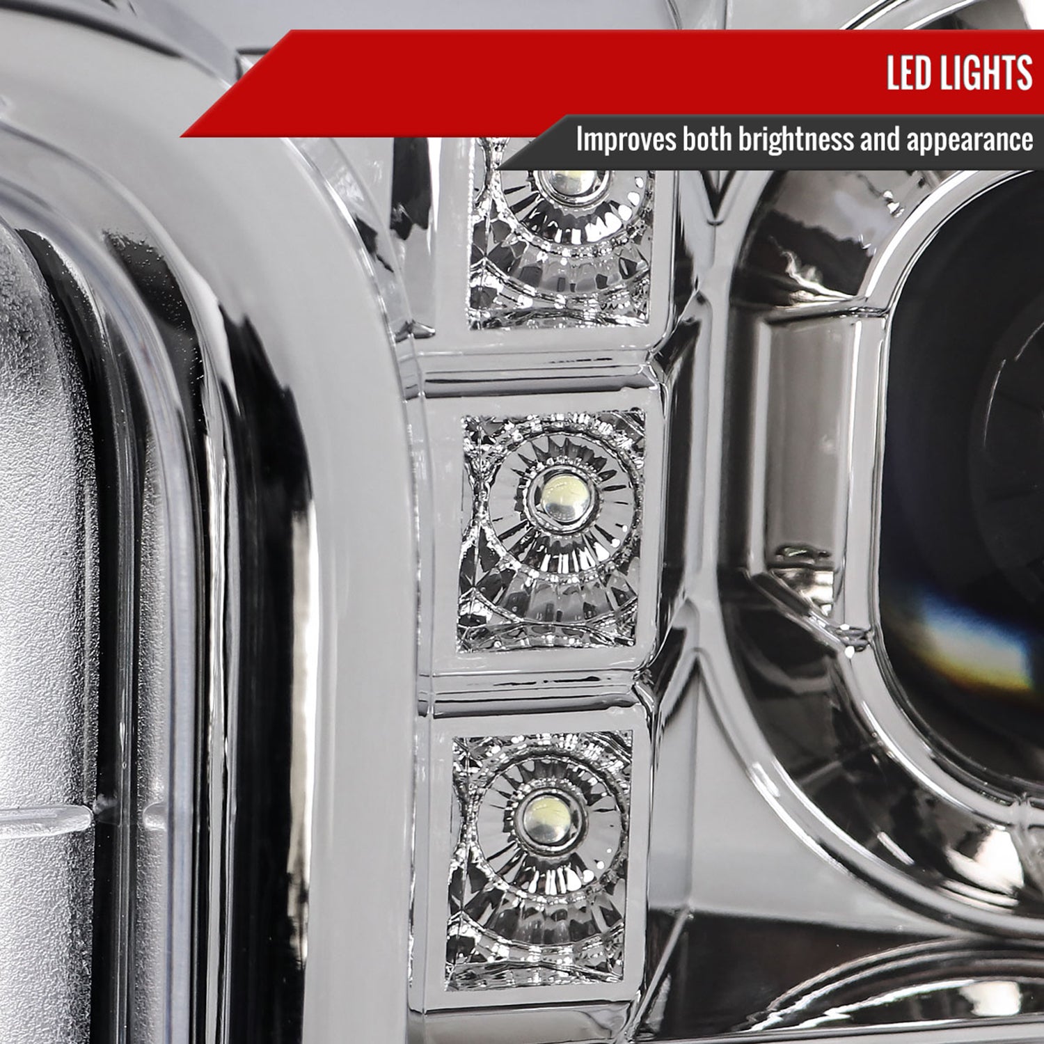 2017-2019 Ford F-250 F-350 F-450 F-550 LED C-Bar Projector Headlights Chrome