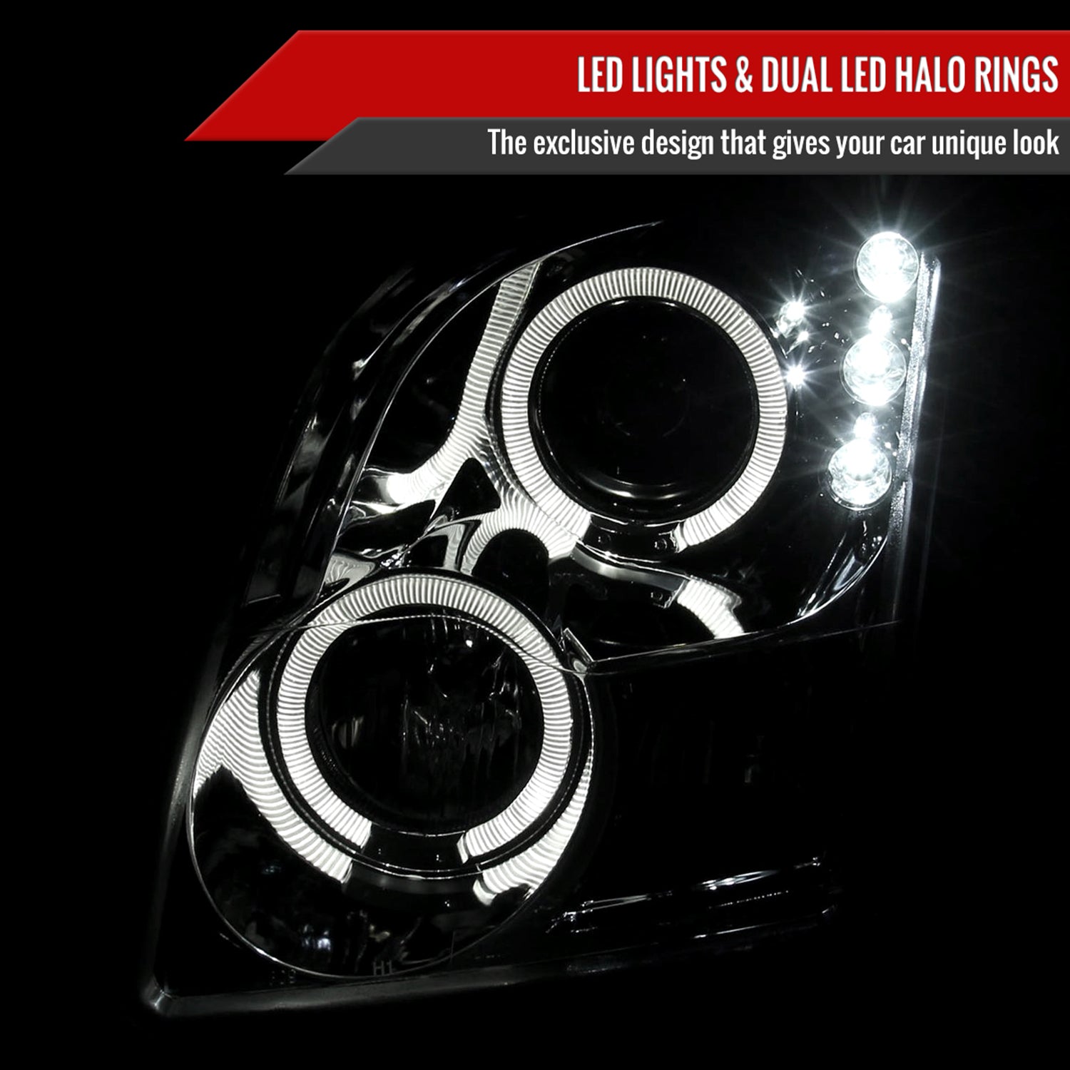 2006-2009 Ford Fusion Dual Halo Projector Headlights Chrome/Clear Lens