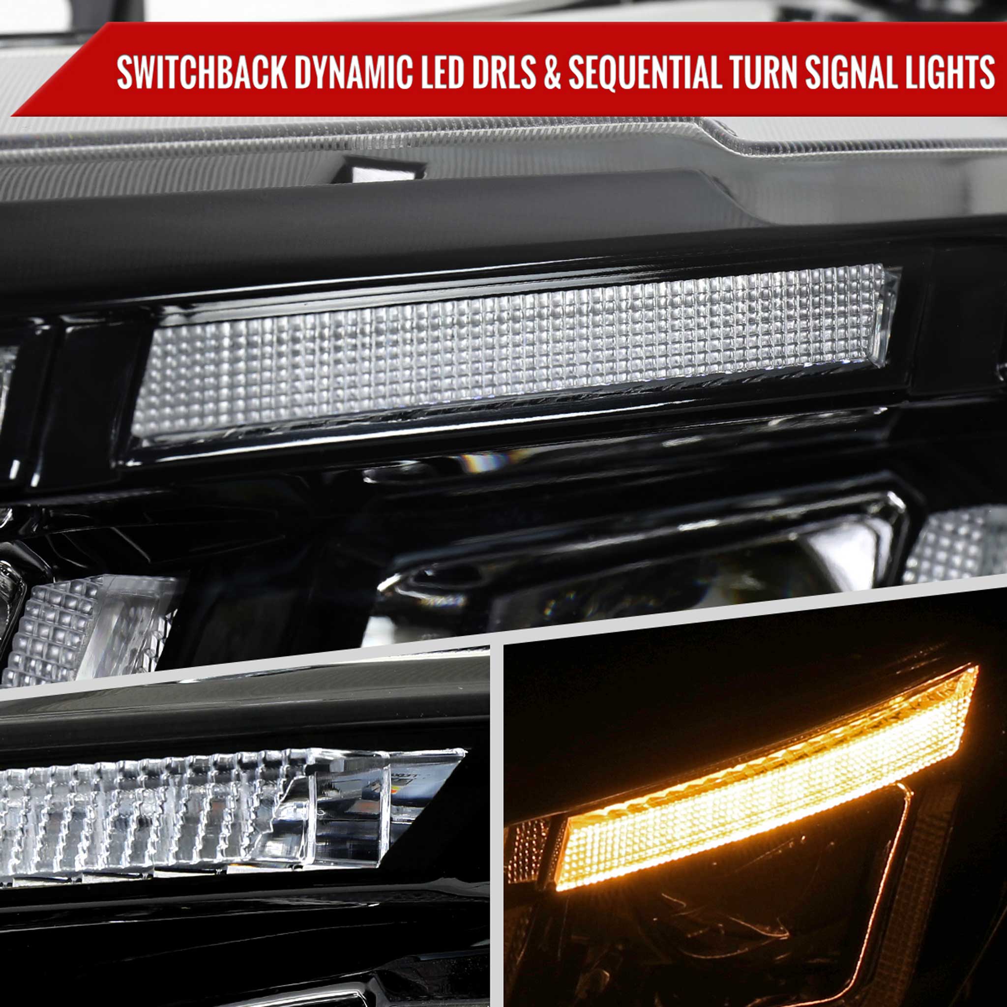 For Ford Mustang 2015-2017 Full LED Projector Headlights Sequential Start-Up Black Clear Lens