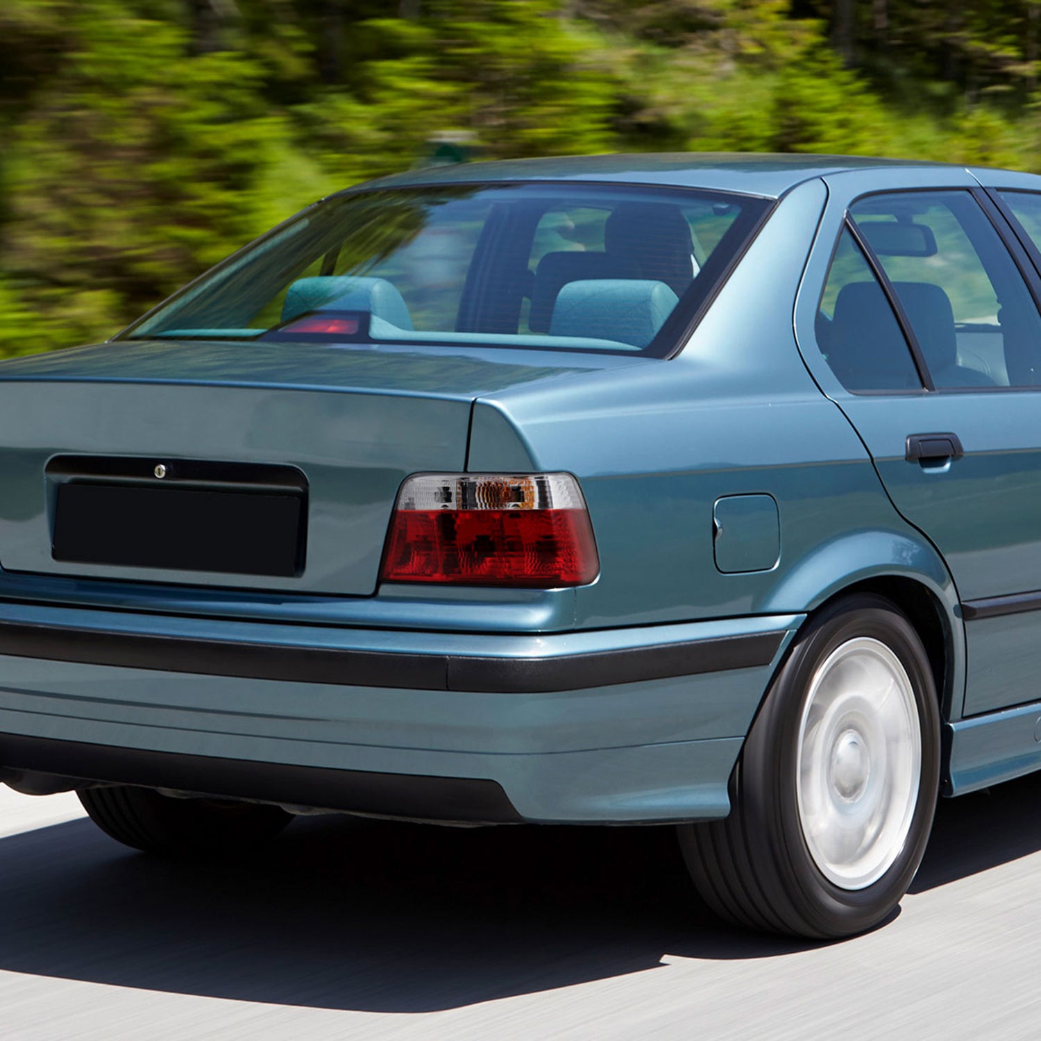 1992-1998 BMW E36 3 Series Sedan Tail Lights Chrome Housing/Red Clear Lens