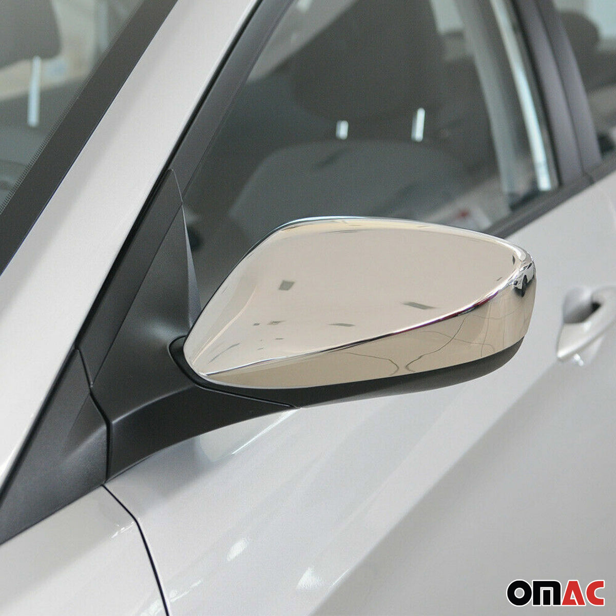 2011-2017 Hyundai Accent Sedan Side Mirror Cover Caps Stainless Steel Silver 2 Pcs