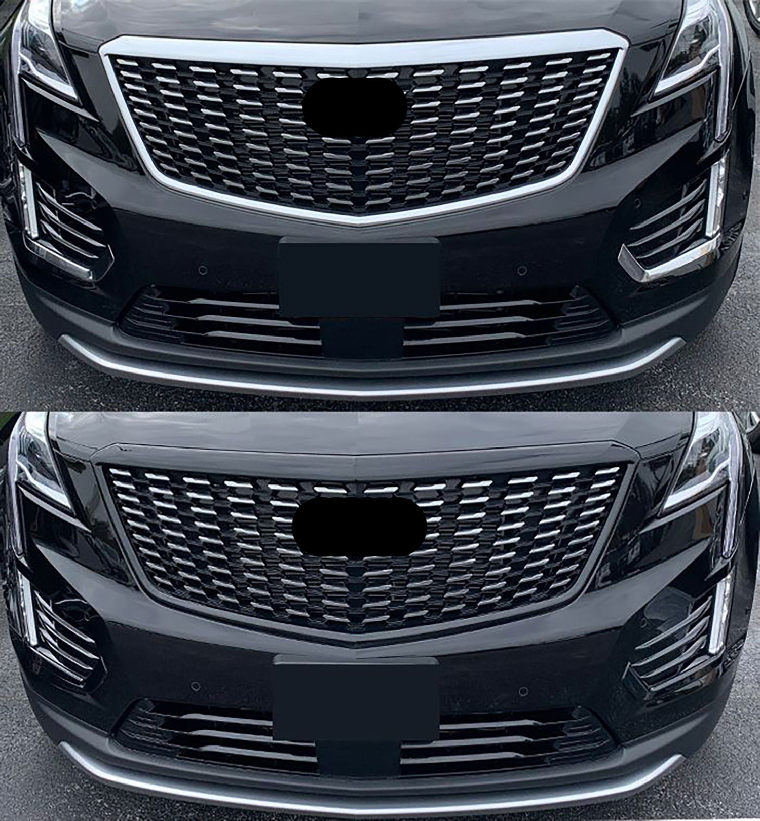 2020-2024 Cadillac XT5 Grille Overlay Gloss Black 3Pcs ABS Plastic