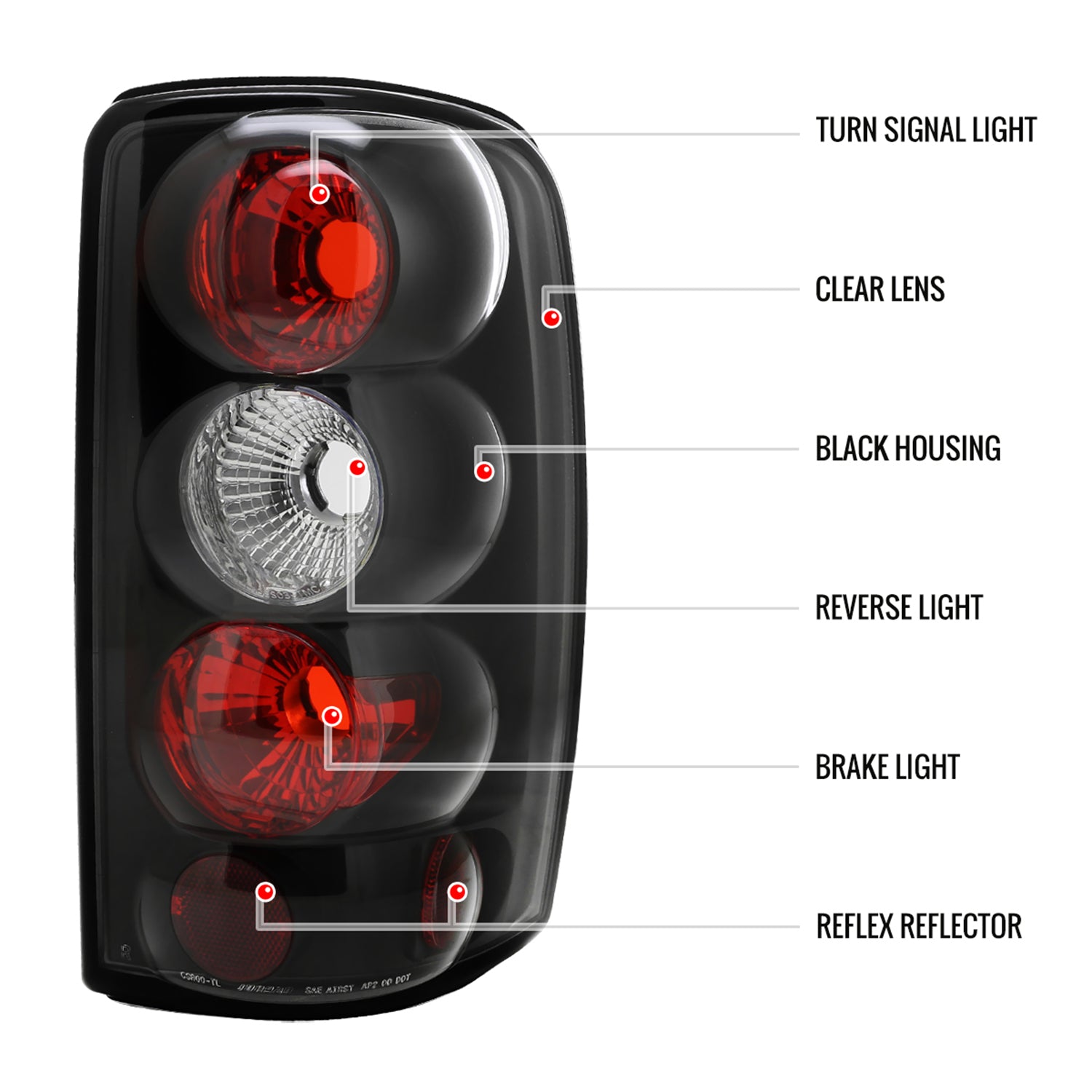 2000-2006 Chevy GMC Suburban/Tahoe/Yukon Tail Lights Matte Black/Clear Lens