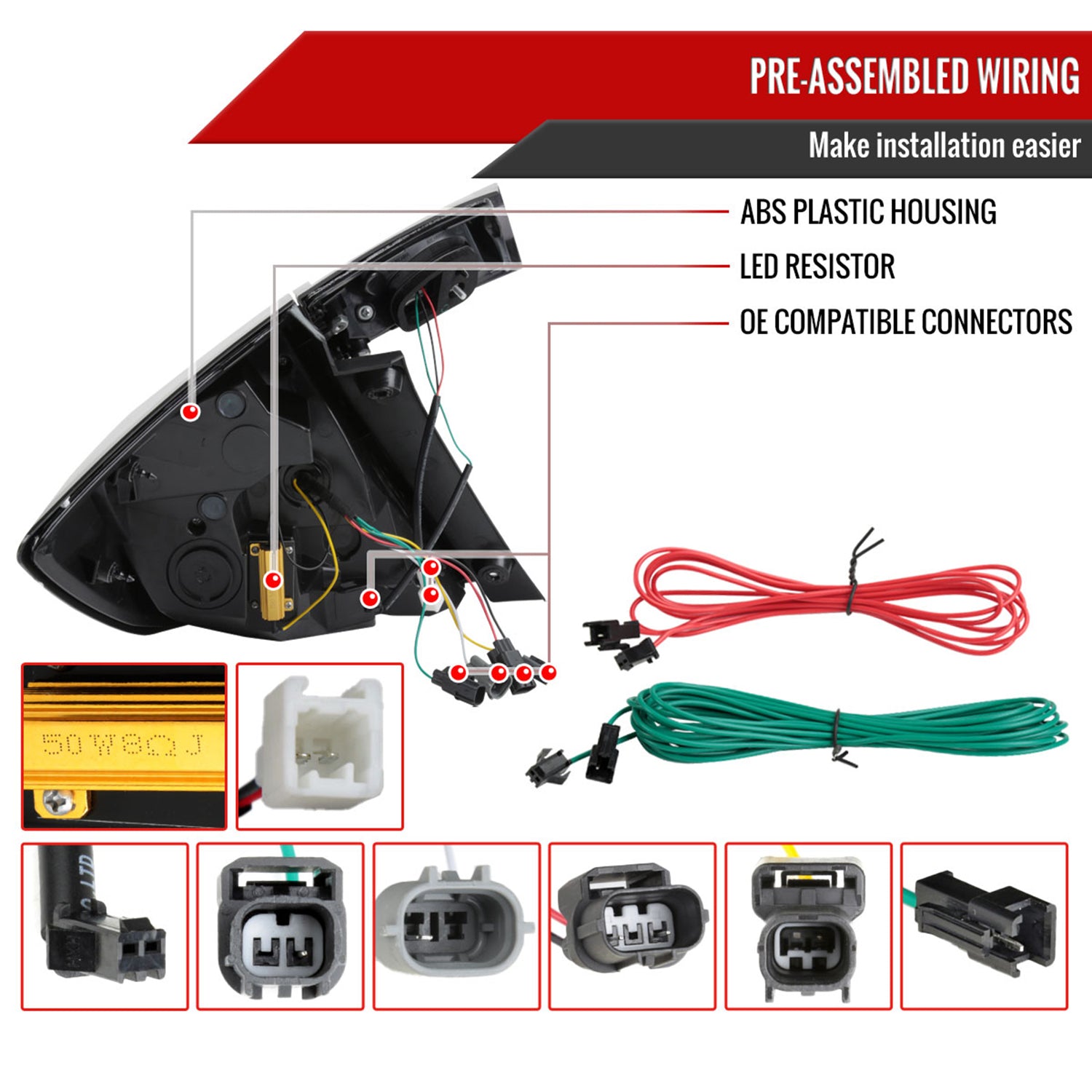 2017-2021 Honda Civic Hatchback LED Signal Tail Lights Jet Black/Clear