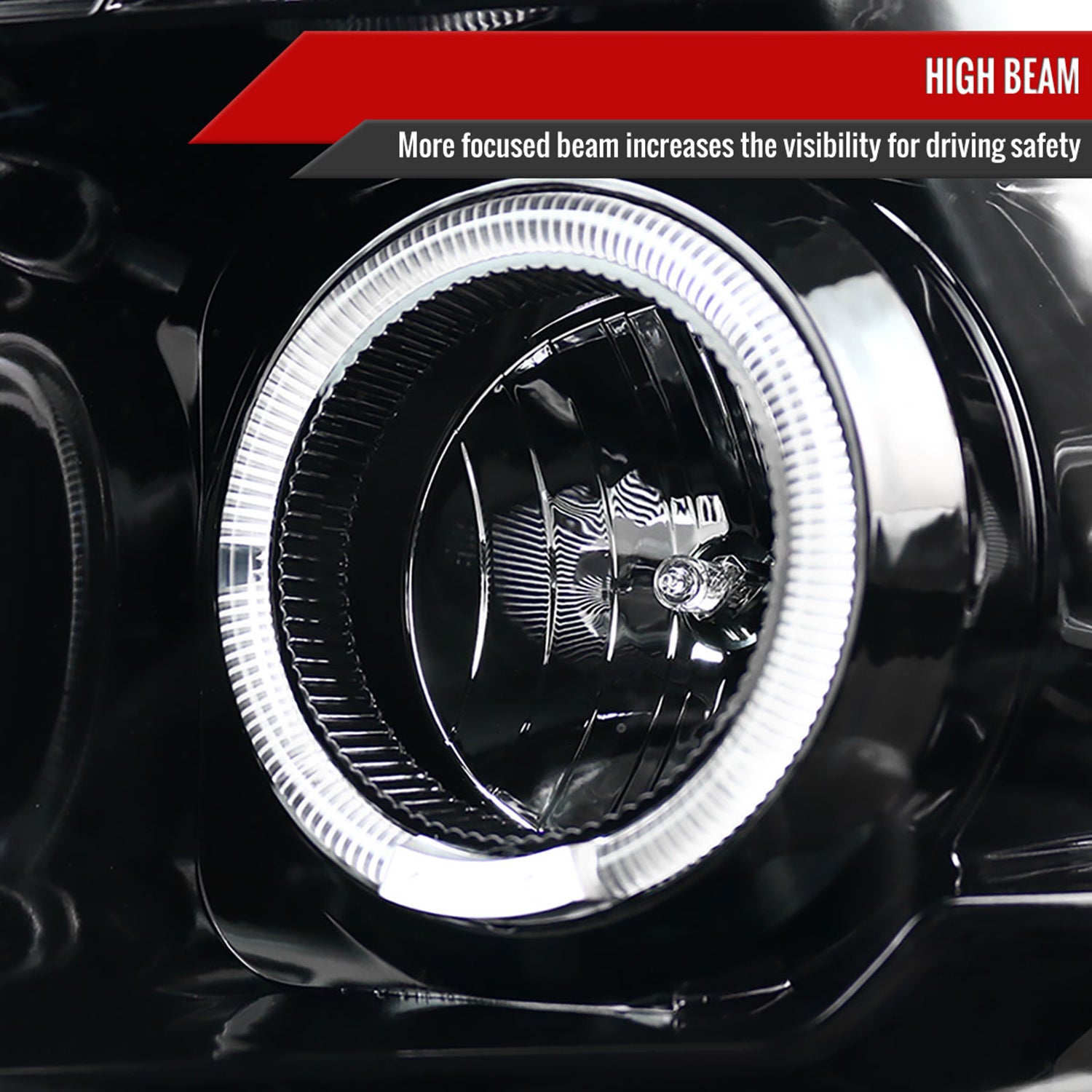 2006-2008 Dodge RAM 1500/ 06-2009 RAM 2500 3500 Dual Halo Headlights Jet Black