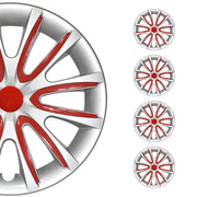 Bicolo Hub Caps Wheel Cover 14" Gray & Red Full Set 4 pcs.