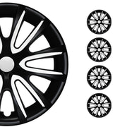Bicolo Hub Caps Wheel Cover 15" Black Matt & White Full Set 4 pcs.