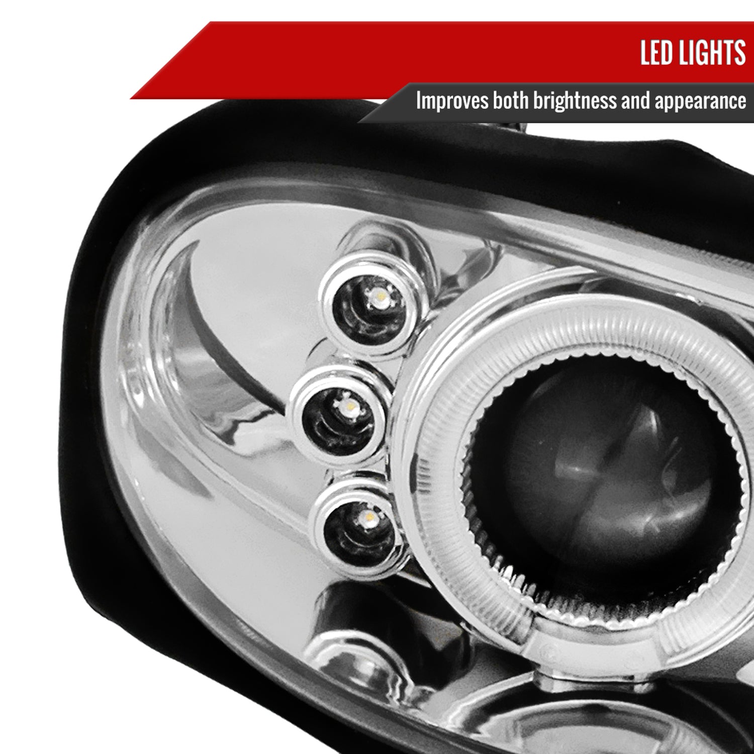 1998-2002 Chevy Camaro Dual Halo Projector Headlights Chrome/Clear Lens