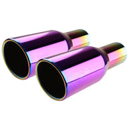 Universal 2.5" Inlet/3.875" Outlet Rainbow Steel Burnt Purple Exhaust Tips 2Pcs