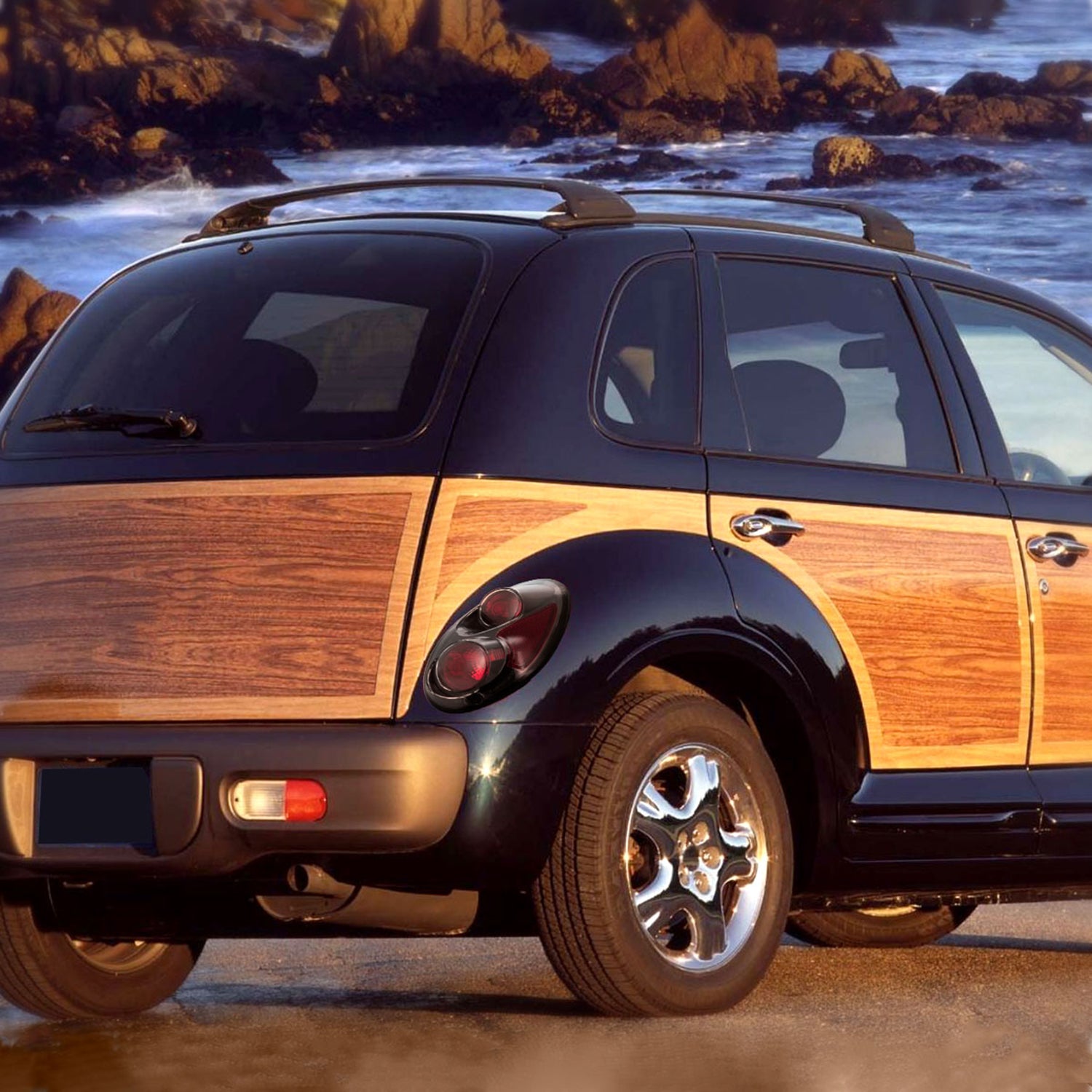 2001-2005 Chrysler PT Cruiser Tail Lights Matte Black Housing/Clear Lens