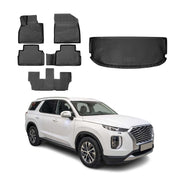 2020-2025 Hyundai Palisade 8 seats Floor Mats & Cargo Liner Full Set Black