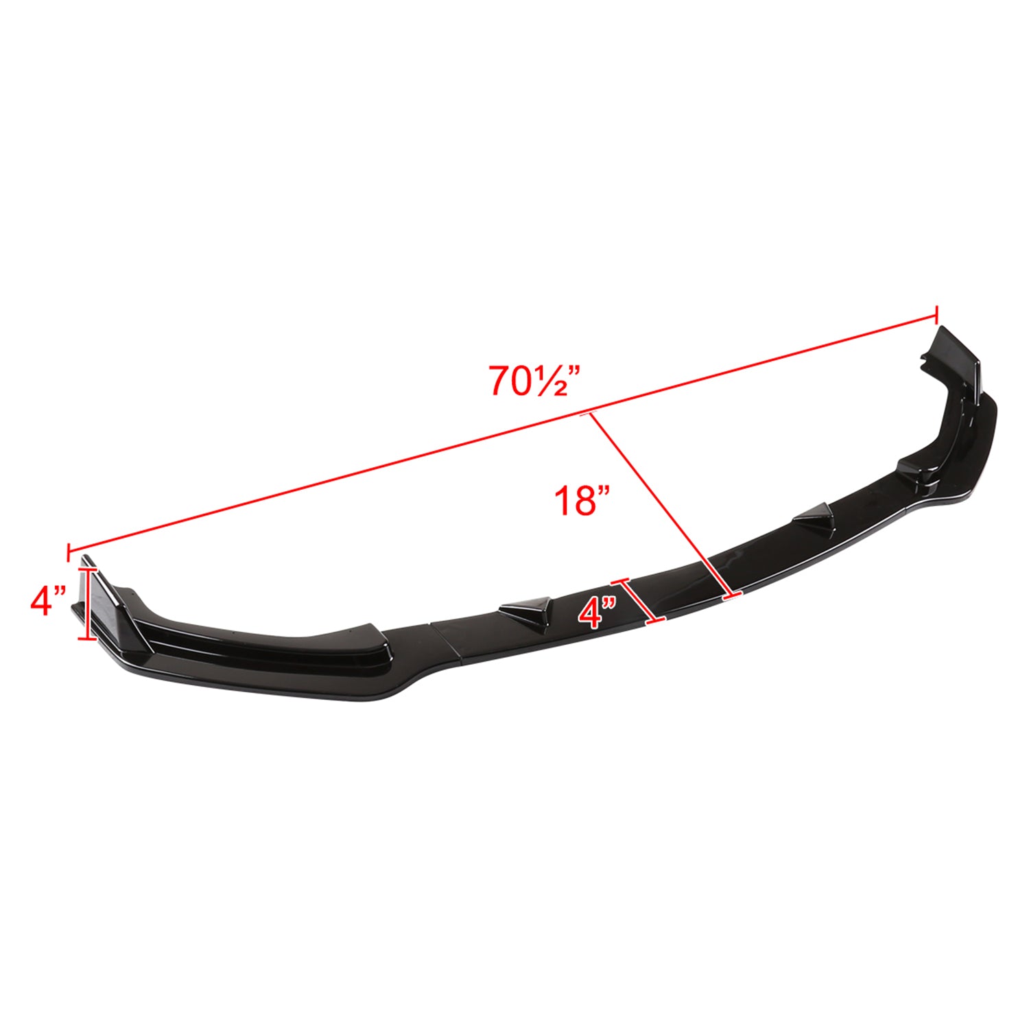 2014-2017 Infiniti Q50 Glossy Black Polypropylene 3Pcs Bumper Lip Spoiler