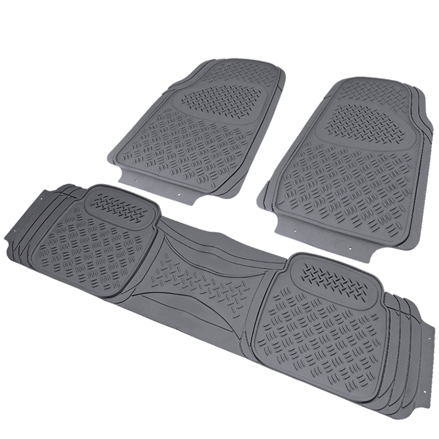 Universal fit Rubber Car Floor Mats Liner All Weather 3Pcs Gray