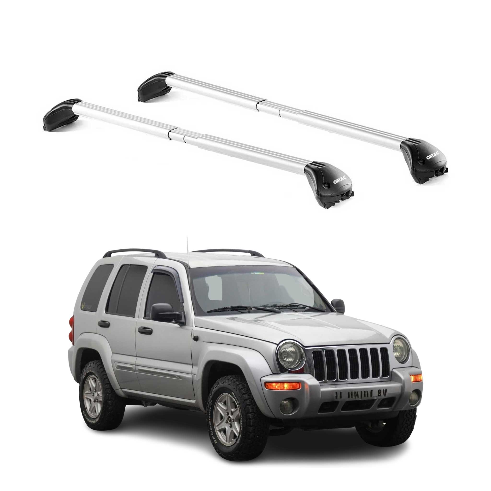 2002-2007 Jeep Cherokee Kj Roof Rack Cross Bars Silver