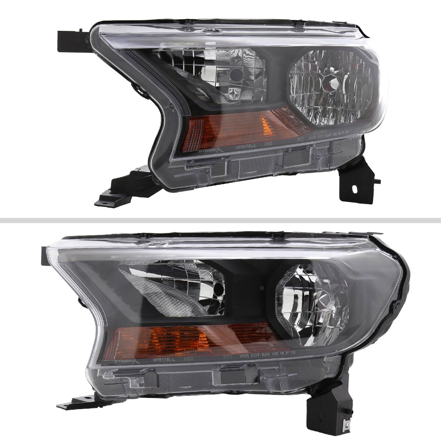 2019-2022 Ford Ranger XL XLT Factory Style Headlights Matte Black/Clear Lens