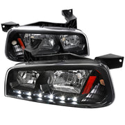 2006-2010 Dodge Charger 1PC LED Light Factory Headlights Amber Reflector Black