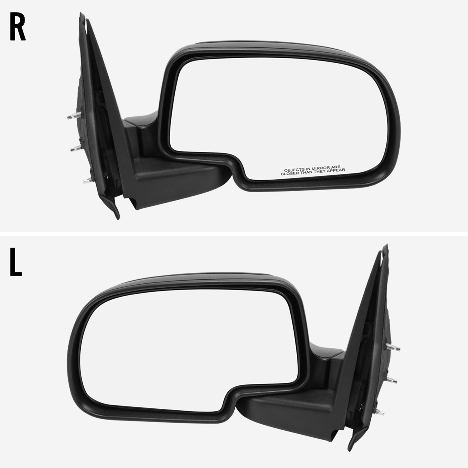 1999-2002 Chevy Silverado/Suburban/Yukon Manually Matt Black Side Mirrors